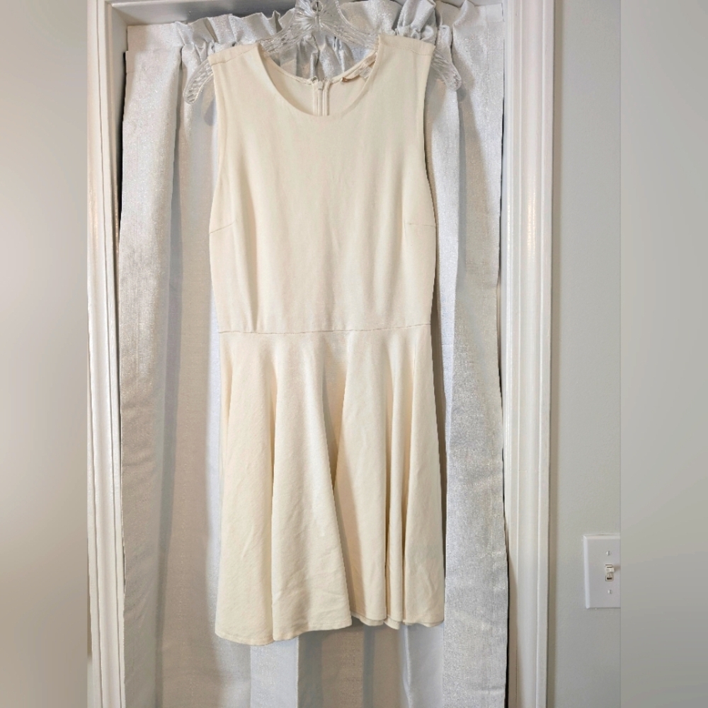 Boston Proper Ivory Sleeveless Fit‎ 'N Flair Dress Size 10